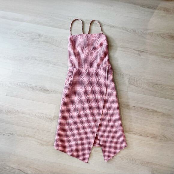 NEW L’ATISTE Mauve Gingham Sleeveless Lace Up Dress Size Large - Picture 1 of 12